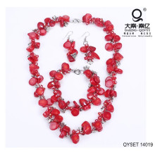 Red Irregular Stone Alloy Accessory Jewelry Set